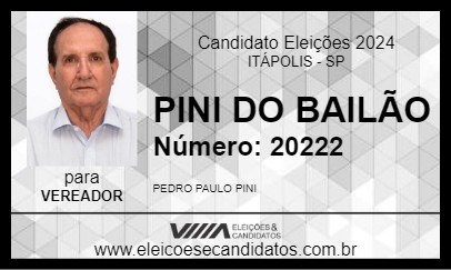 Candidato PINI DO BAILÃO 2024 - ITÁPOLIS - Eleições