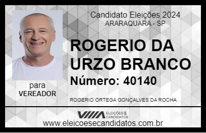 Candidato ROGERIO DA URZO BRANCO 2024 - ARARAQUARA - Eleições