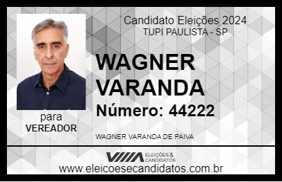 Candidato WAGNER VARANDA 2024 - TUPI PAULISTA - Eleições