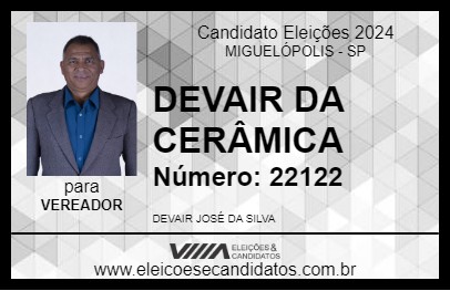 Candidato DEVAIR DA CERÂMICA 2024 - MIGUELÓPOLIS - Eleições