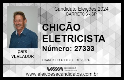 Candidato CHICÃO ELETRICISTA 2024 - BARRETOS - Eleições