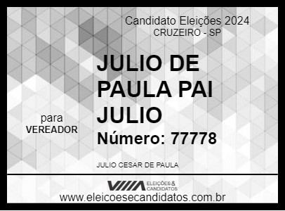 Candidato JULIO DE PAULA PAI JULIO 2024 - CRUZEIRO - Eleições