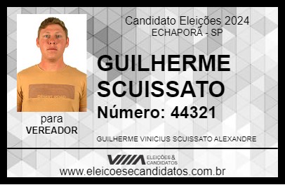 Candidato GUILHERME SCUISSATO 2024 - ECHAPORÃ - Eleições