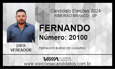 Candidato FERNANDO SUDARIO 2024 - RIBEIRÃO BRANCO - Eleições