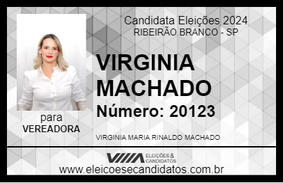 Candidato VIRGINIA MACHADO 2024 - RIBEIRÃO BRANCO - Eleições