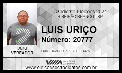 Candidato LUIS URIÇO 2024 - RIBEIRÃO BRANCO - Eleições