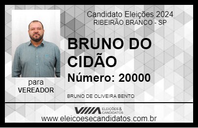 Candidato BRUNO DO CIDÃO 2024 - RIBEIRÃO BRANCO - Eleições