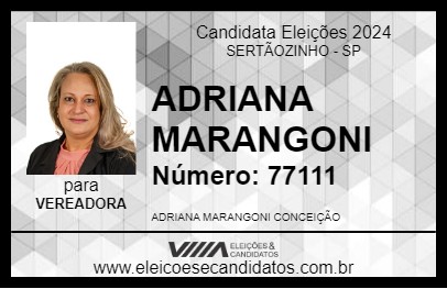 Candidato ADRIANA MARANGONI  2024 - SERTÃOZINHO - Eleições