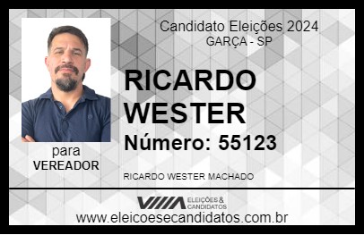 Candidato RICARDO WESTER 2024 - GARÇA - Eleições