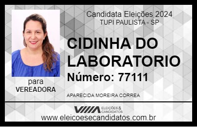 Candidato CIDINHA DO LABORATORIO 2024 - TUPI PAULISTA - Eleições