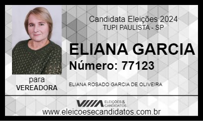 Candidato ELIANA GARCIA 2024 - TUPI PAULISTA - Eleições