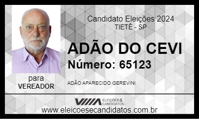 Candidato ADÃO DO CEVI 2024 - TIETÊ - Eleições