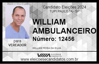 Candidato WILLIAM AMBULANCEIRO 2024 - TUPI PAULISTA - Eleições