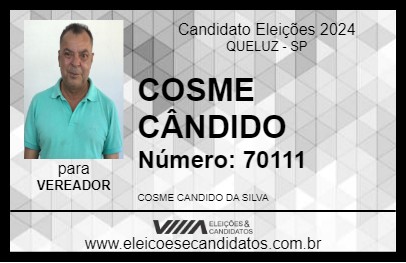 Candidato COSME CÂNDIDO 2024 - QUELUZ - Eleições