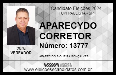 Candidato APARECYDO CORRETOR 2024 - TUPI PAULISTA - Eleições