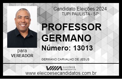 Candidato PROFESSOR GERMANO 2024 - TUPI PAULISTA - Eleições