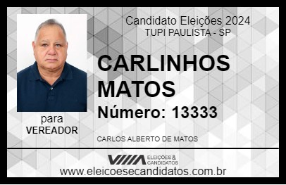 Candidato CARLINHOS MATOS 2024 - TUPI PAULISTA - Eleições