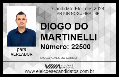 Candidato DIOGO DO MARTINELLI 2024 - ARTUR NOGUEIRA - Eleições