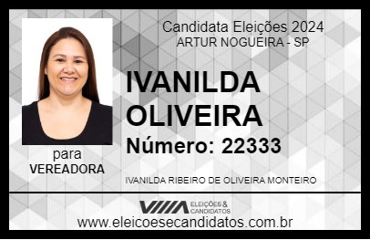 Candidato IVANILDA OLIVEIRA 2024 - ARTUR NOGUEIRA - Eleições