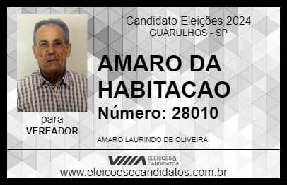 Candidato AMARO DA HABITACAO 2024 - GUARULHOS - Eleições