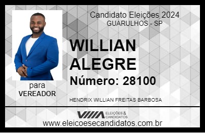 Candidato WILLIAN ALEGRE 2024 - GUARULHOS - Eleições