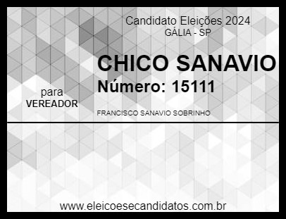 Candidato CHICO SANAVIO 2024 - GÁLIA - Eleições