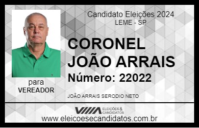 Candidato CORONEL JOÃO ARRAIS 2024 - LEME - Eleições