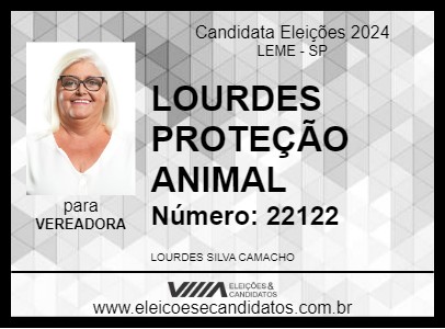 Candidato LOURDES PROTEÇÃO ANIMAL 2024 - LEME - Eleições