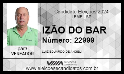 Candidato IZÃO DO BAR 2024 - LEME - Eleições