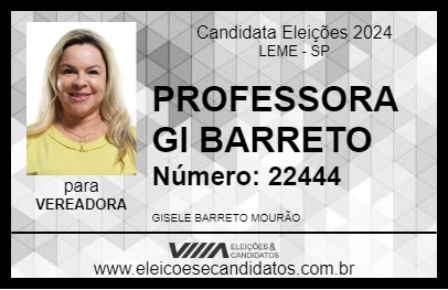 Candidato PROFESSORA GI BARRETO 2024 - LEME - Eleições