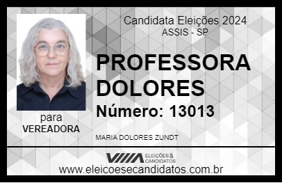 Candidato PROFESSORA DOLORES 2024 - ASSIS - Eleições