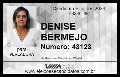 Candidato DENISE BERMEJO 2024 - ASSIS - Eleições