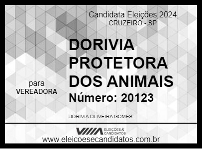 Candidato DORIVIA PROTETORA DOS ANIMAIS 2024 - CRUZEIRO - Eleições