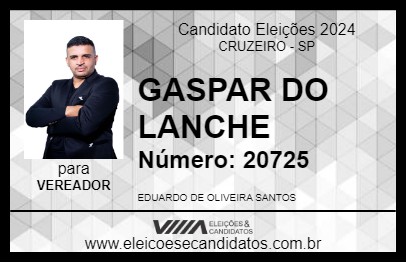 Candidato GASPAR DO LANCHE 2024 - CRUZEIRO - Eleições