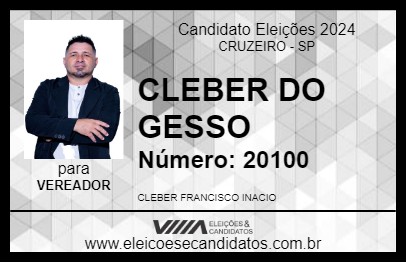 Candidato CLEBER DO GESSO 2024 - CRUZEIRO - Eleições