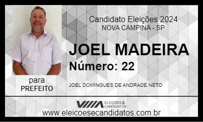 Candidato JOEL MADEIRA 2024 - NOVA CAMPINA - Eleições