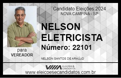 Candidato NELSON ELETRICISTA 2024 - NOVA CAMPINA - Eleições