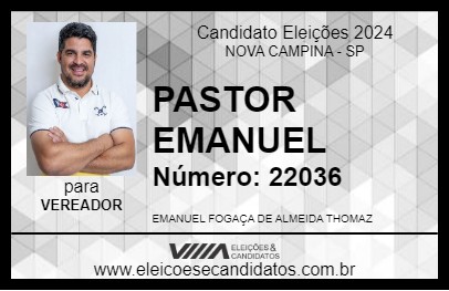 Candidato PASTOR EMANUEL 2024 - NOVA CAMPINA - Eleições