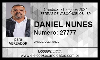 Candidato DANIEL NUNES 2024 - FERRAZ DE VASCONCELOS - Eleições