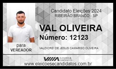 Candidato VAL OLIVEIRA 2024 - RIBEIRÃO BRANCO - Eleições