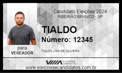 Candidato TIALDO 2024 - RIBEIRÃO BRANCO - Eleições