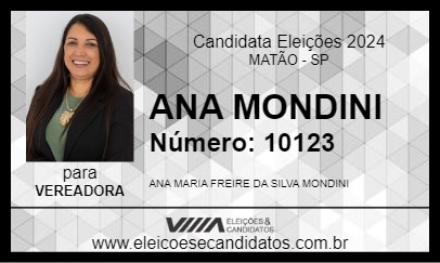 Candidato ANA MONDINI 2024 - MATÃO - Eleições