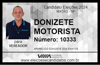 Candidato DONIZETE MOTORISTA 2024 - MATÃO - Eleições