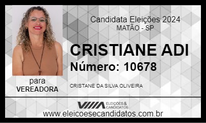 Candidato CRISTIANE ADI 2024 - MATÃO - Eleições