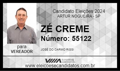 Candidato ZÉ CREME 2024 - ARTUR NOGUEIRA - Eleições