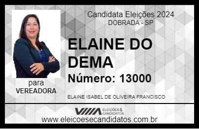 Candidato ELAINE DO DEMA 2024 - DOBRADA - Eleições