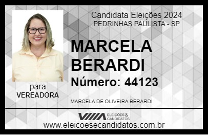 Candidato MARCELA BERARDI 2024 - PEDRINHAS PAULISTA - Eleições