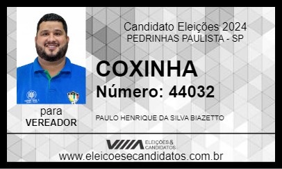 Candidato COXINHA 2024 - PEDRINHAS PAULISTA - Eleições