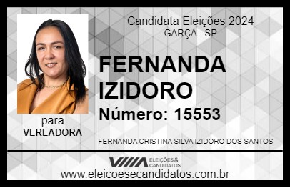 Candidato FERNANDA IZIDORO 2024 - GARÇA - Eleições