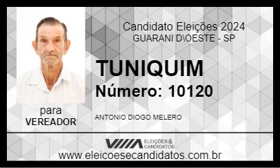 Candidato TUNIQUIM 2024 - GUARANI D\OESTE - Eleições